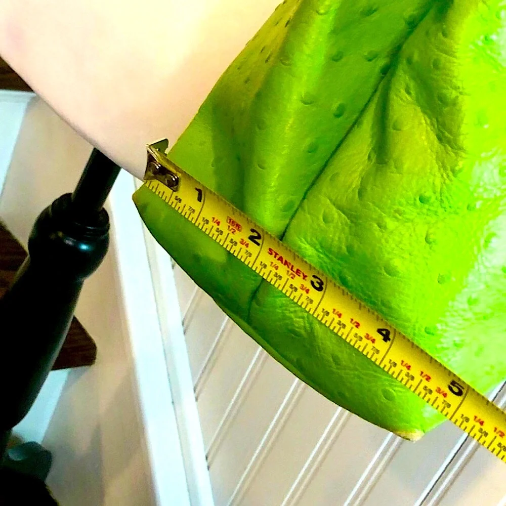 KATE SPADE Lime Green Embossed Ostrich Leather Oversized Tote w Silver Hardware